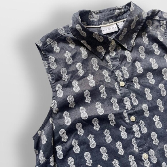 Kim Rogers Pineapple Sleeveless Button Down M - Picture 5 of 7